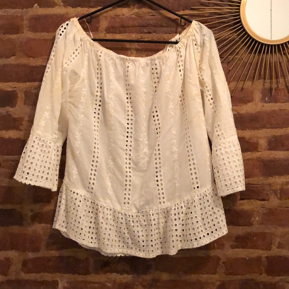 Off the shoulder white tunic top